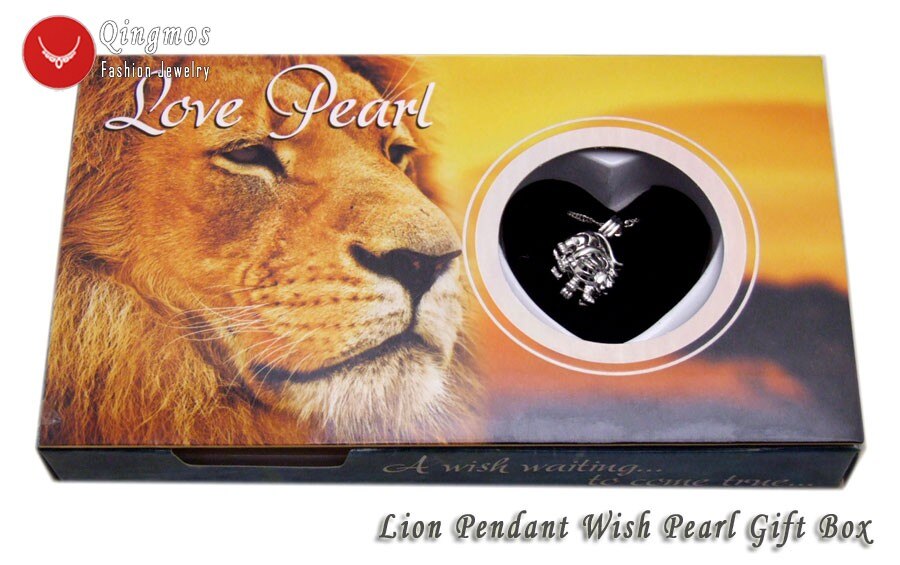 Qingmos życzenie Pearl 20*24mm wydra klatka Chokers naszyjnik dla kobiet i modny Oyster miłość perła wisiorek i naszyjnik Chain-who3658: Lion