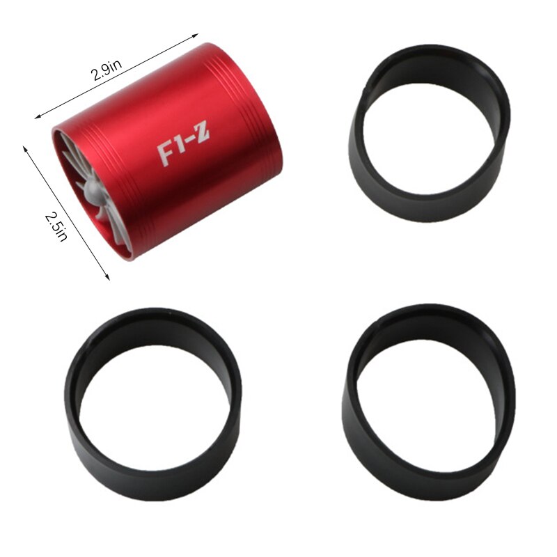 Auto Turbo F1-Z Dubbele Turbine Turbo Gas Fuel Saver Fan Auto Supercharger Propeller Turbonator Auto Turbo Kit Auto Accessoire: Rood
