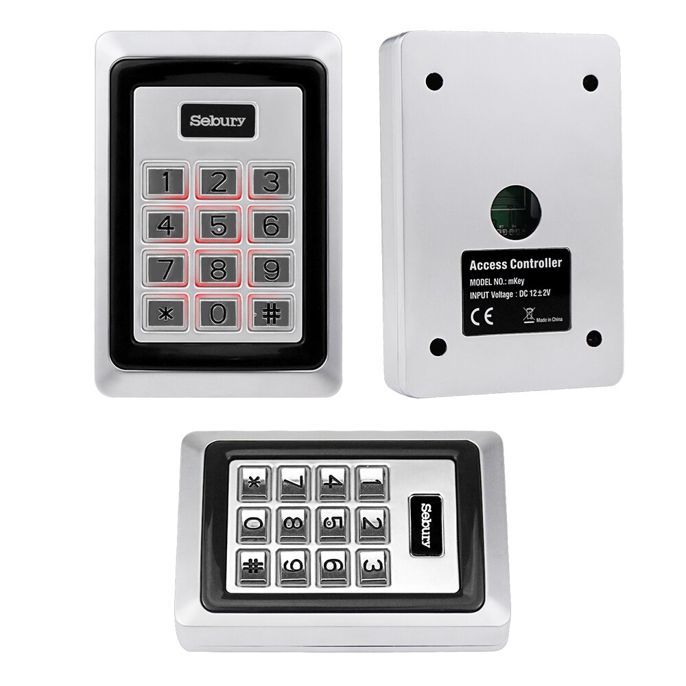 Metal RFID Access Control Keypad Waterproof Outdoor Rain Cover 125KHz Card Reader 10pcs EM4100 Keyfobs for Lock System Sebury