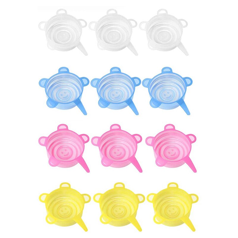 12 Pack extra Dicke Silikon Dichtung Deckel dauerhaft strecken Konserven Gläser Deckel Wiederverwendbare Tassen Glas deckel Mason Gläser Vakuum Abdeckung wickeln: 12Stck mischen Farbe