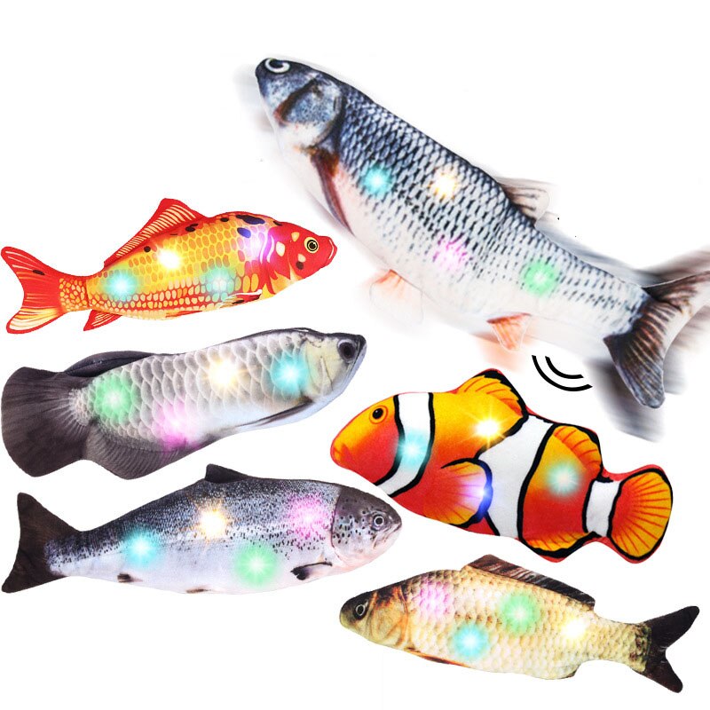30CM Cat Toy Fish USB Electric Charging Simulation Dancing Jumping Moving Floppy Fish Cat Toy Electronic Fish For Cats Toys