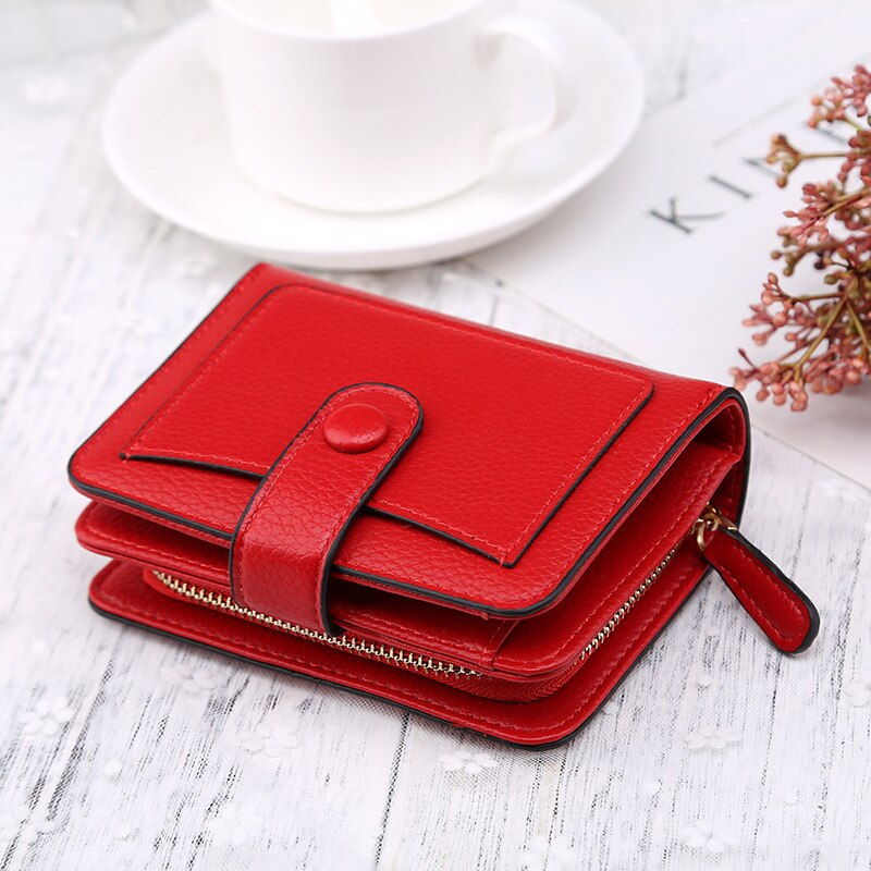 Women Wallets Luxury Brand Red Black Small Mini Coin Purse Hasp Card Holder Lady Wallet Zipper Female Leather Buckle