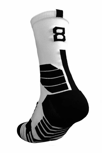 Calzini da basket professionali collocazione 0-9 numero calzini inferiori calzini sportivi sportivi per uomo e donna: 8 white Socks 1pcs