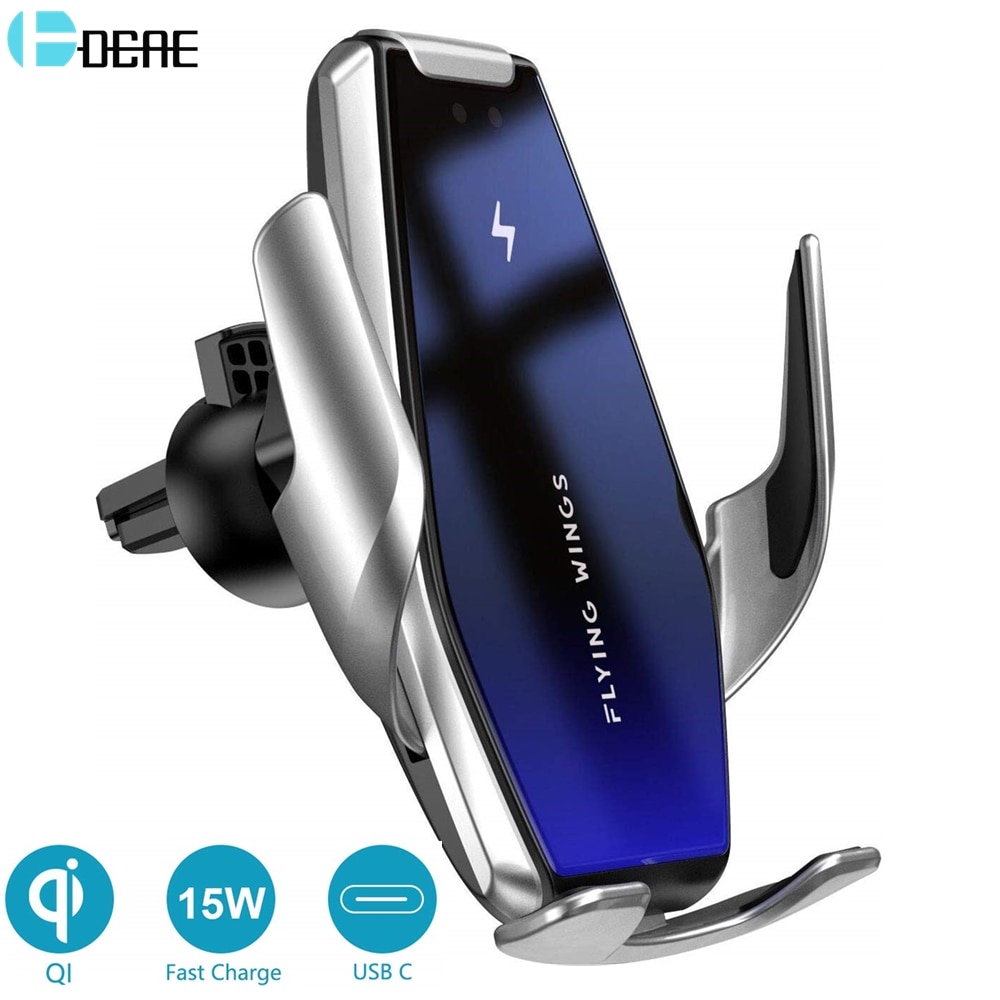 Cargador inalámbrico de coche con sujeción automática, soporte de teléfono de carga rápida Qi de inducción para iPhone 12, 11, XS, XR, X, 8, Samsung S20, S10, 15W