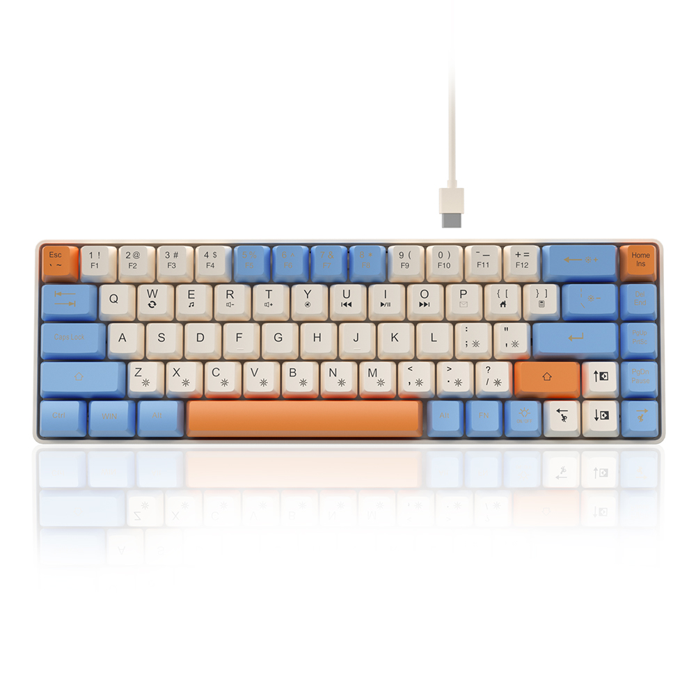 SOLAKAKA SK968 Wired Keyboard Cool RGB Backlit Ergonomic Portable Keyboards Membrane Keyboard for PC Laptop: Navy Blue