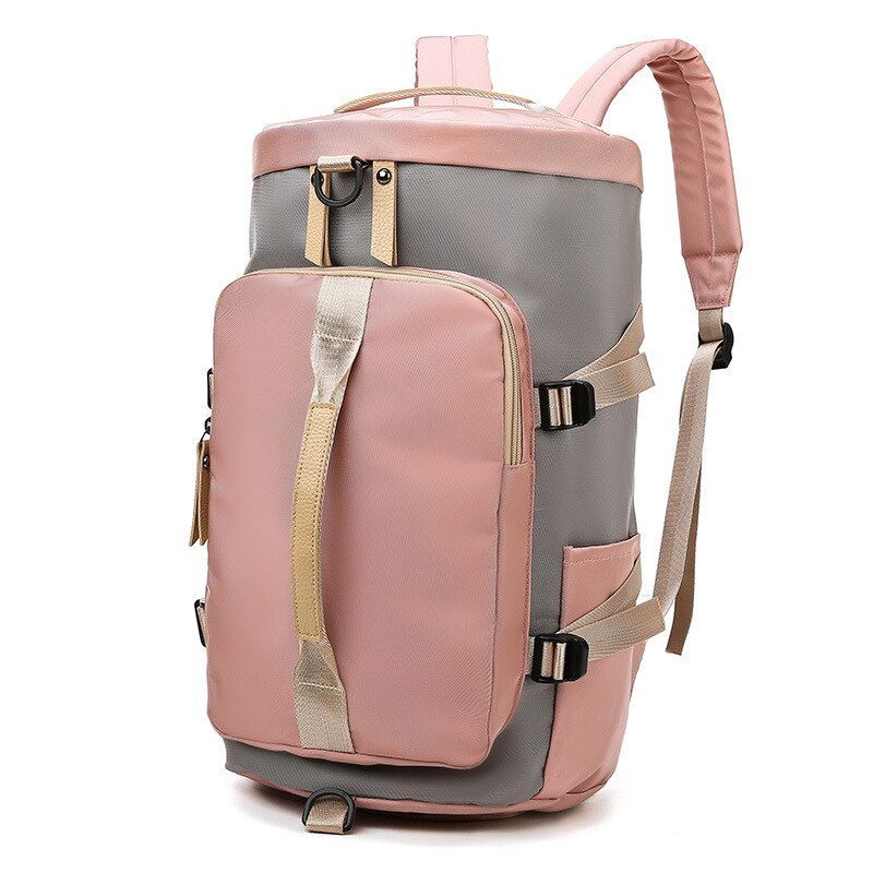 Kvinder gym sportstaske fitness trænings rygsæk udendørs rejse skuldertasker tas sac de sport mochila studerende sportbag  xa825wb: Lyserød
