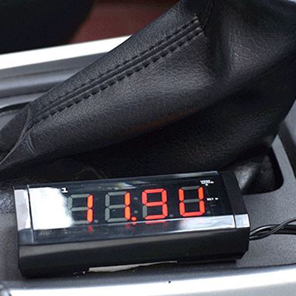 Bil 3 in 1 12v digitalt auto biltermometer voltmeter spændingsmåler tester monitor lcd skærm display ur til alfa romeo
