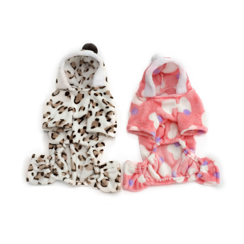 Vinter hundetøj søde kæledyr hvalpe hættetrøjer koral fleece varm hund jumpsuit pyjamas lille hund kostume