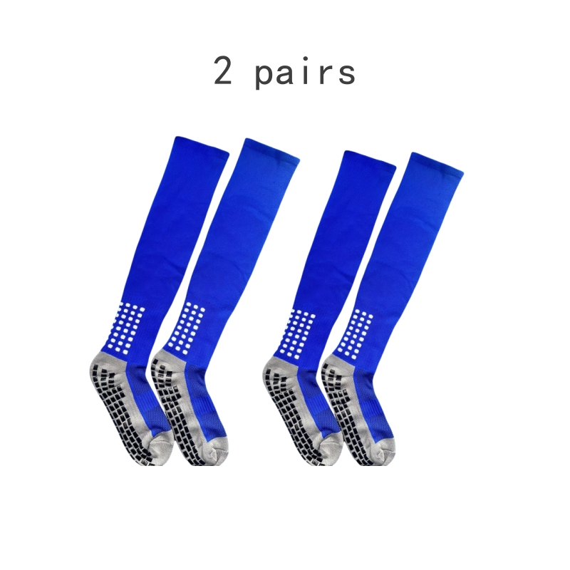 Rutschfeste Fußball-Kniestrümpfe, rutschfeste Fußball-/Basketball-/Hockey-Sport-Griffsocken, 2 Paar: Blau