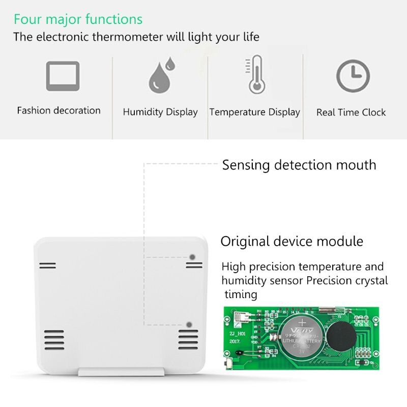 Automatic Electronic Temperature&Humidity Monitor Clock 3.2\" LCD Digital Screen