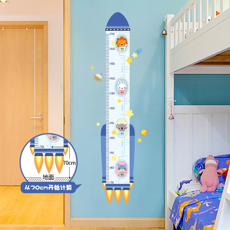 DIY Forest Animal Trees Height Wall Sticker Decor Nordic Modern Children Height Measure Mural Decals Nursery Wallpaper