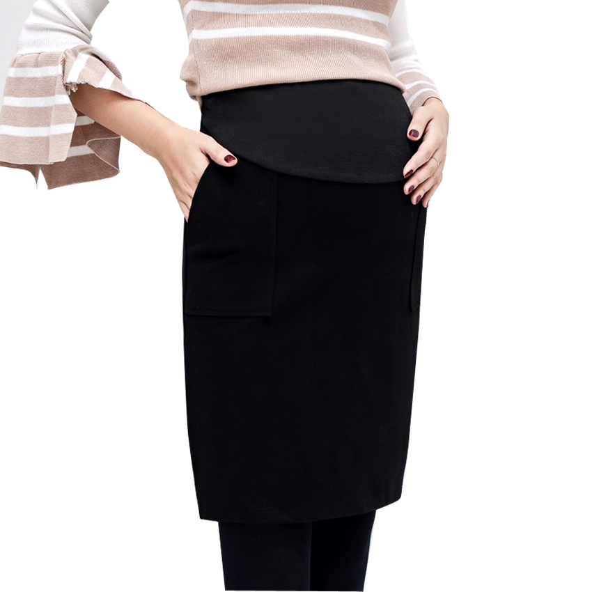 Jupe en laine pour femme enceinte, vêtement de maternité, automne et hiver, coupe longue, style coréen