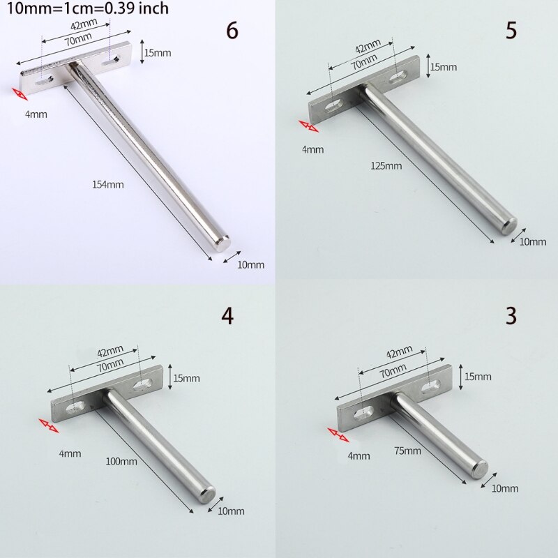 77JF 2 Pcs T-shaped Shelf Support Heavy Duty Wall Mounted Hidden Brackets for Floating Wood Shelves Durable and Sturdy