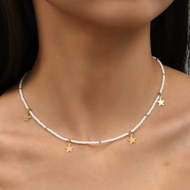 Multilevel Gold Map Pendant Jewelry For Women Wedding Tassel Star Chain Choker Necklaces N0274: 12