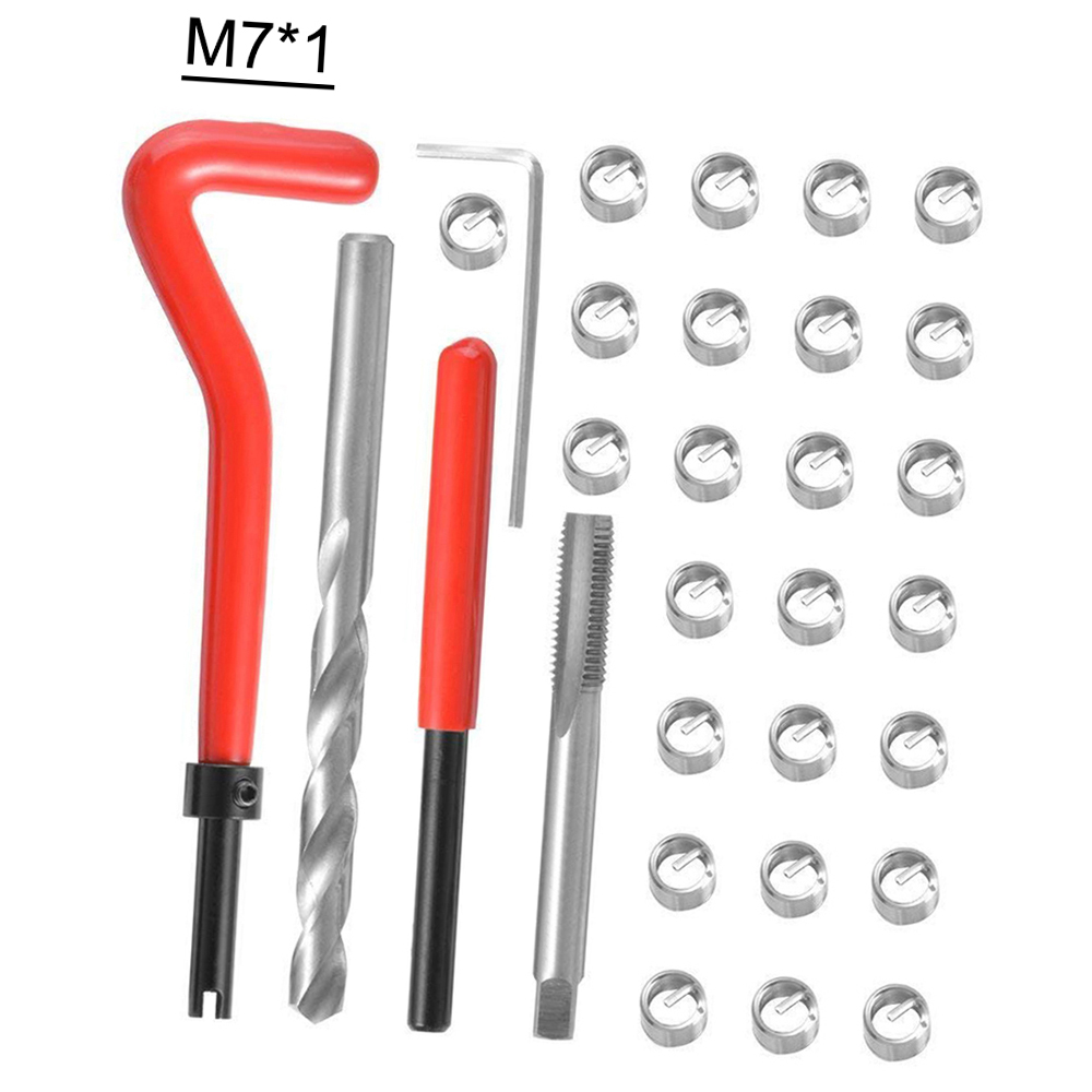 30 Uds Kit de inserción de reparación de hilo métrico M3 M4 M7 M9 M11 Helicoil Car Pro herramienta de bobina 304 bolsa de herramientas de reparación de automóviles de acero inoxidable