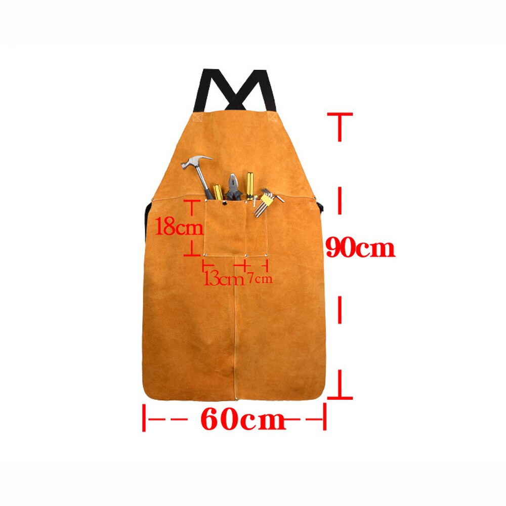 Leather Welding Apron Leather Welding Work Apron Heat Resistant &amp; Flame Resistant Bib Apron Heavy Duty Tools Shop Work Apron