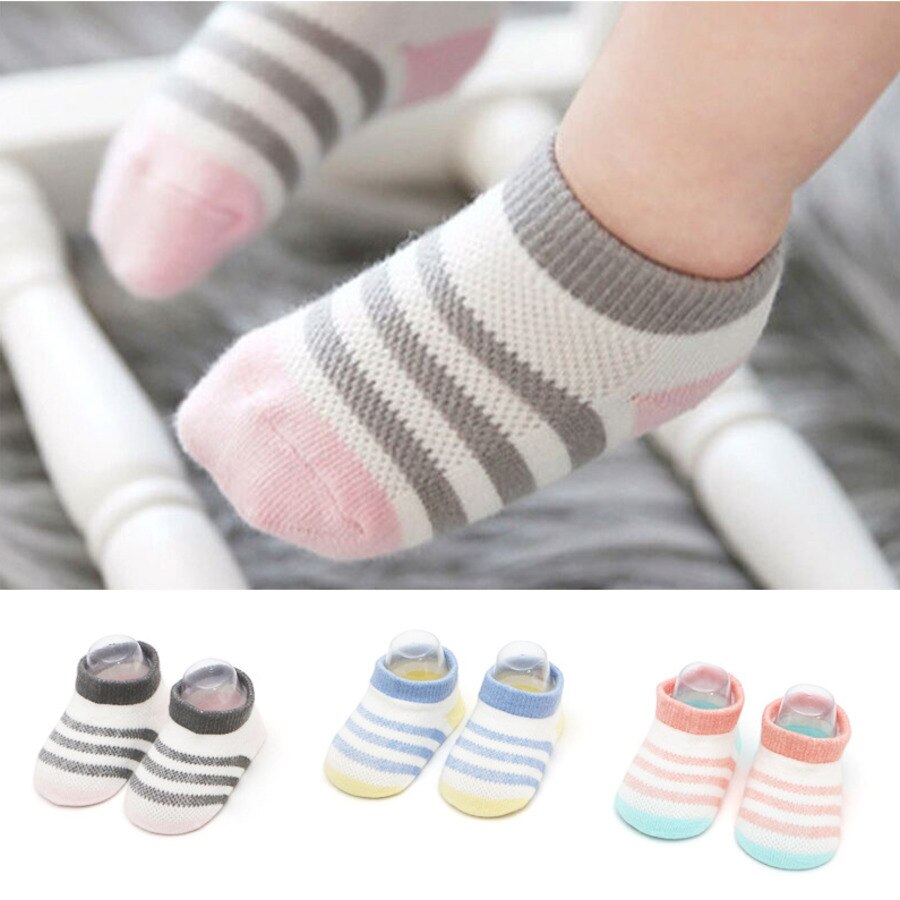 Pasgeborenen Baby Sokken Zomer Gestreepte Mesh Dunne Babysokjes Voor Meisjes Cotton Baby Jongen Peuter Sokken Bebe Leuke Boot sok