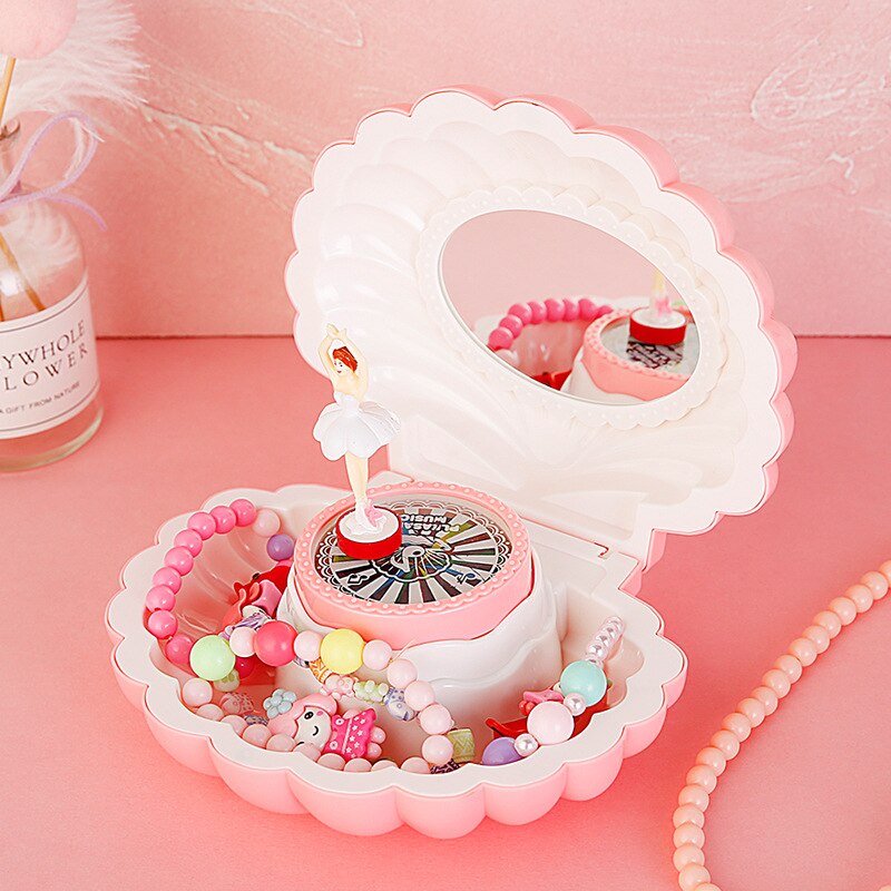 Colorful Flash Shell Music Box Music Box Girl Heart Children Girls Jewelry Jewelry Storage Box Rotating Dancing