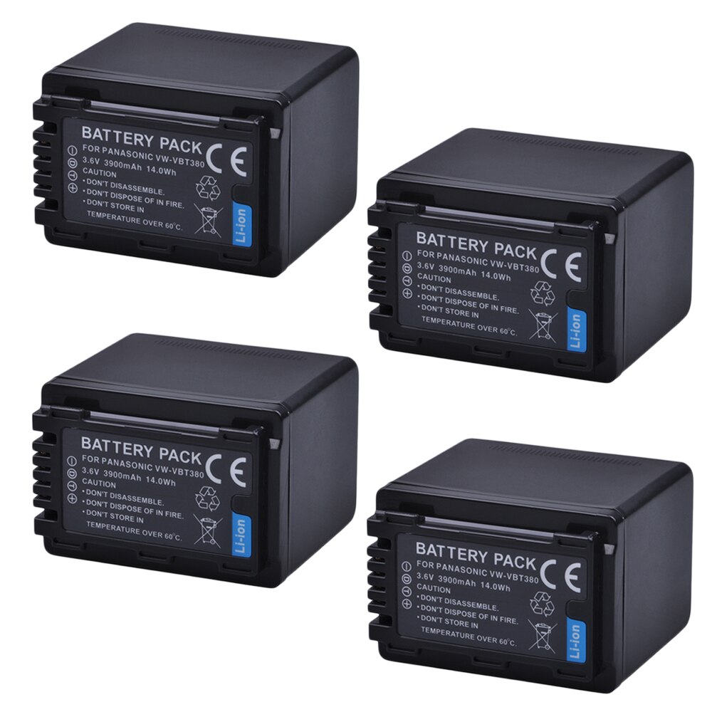 Batería de 3900mAh VW-VBT380 VBT380 VW-VBT190 VBT190 para Panasonic HC-V110, HC-V130, HC-V160, HC-V180, HC-V201, HC-V250,HC-V260, 1 unidad