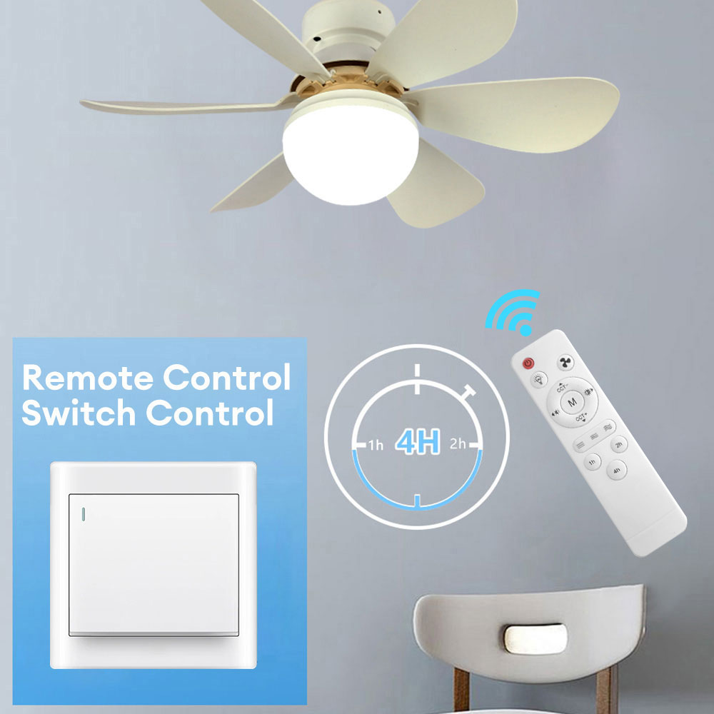 Ventilador de techo de 40W con Base E27, lámpara LED de refrigeración, ventilador eléctrico con Control remoto, ventilador grande regulable de 3 velocidades para dormitorio y sala de estar