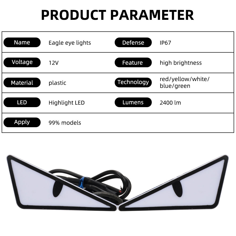 2Stck Motorrad LED Dämon Auge Licht Halbkreis/Dreieck Auge Blinker Licht Dynamische Rücklicht Mini Auto Dekoration lichter