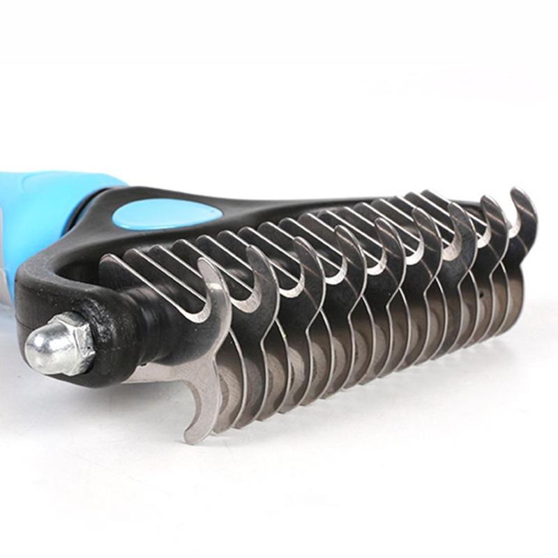 Pet Hair Removal Comb Knotter Brush Double Sided Cat and Dog Grooming Hair Removal Tool Curling Cleaner Comb Pet Grooming