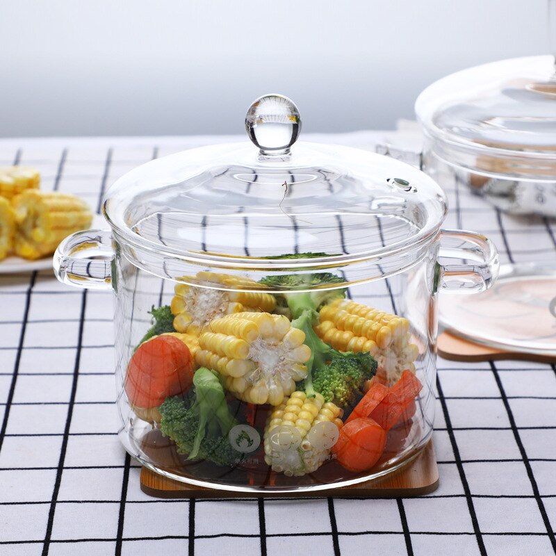 Household Transparent Glass Soup Pot Kitchen Heat-resistant Porridge Pot Home Glass Bowl Kitchen Cooking Tools