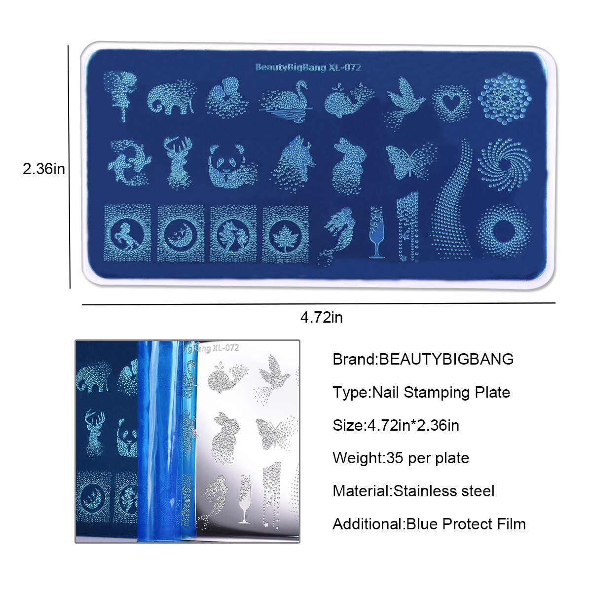 BeautyBigBang Stamping Plates for nails Flower butterfly Theme Nail stamping Plates Template Rectangle Nail Art Stencils XL-068