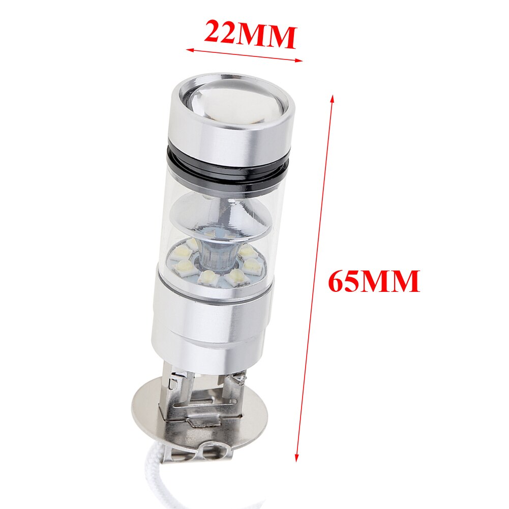 2Pcs H3 Led Mistlampen 100W Super Heldere Chips Auto Rijden Lamp 12/24V Wit 6000K Voor Snelle Levering