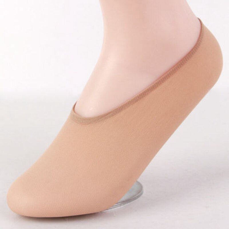 10 par usynlige liner sokker kvinder no show peds low cut anti-skrid bund bue sokker: Dyb beige