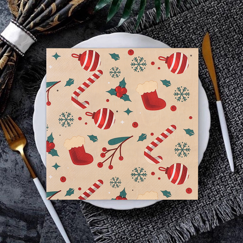 Servilletas de papel navideñas de 20 piezas, pañuelos desechables, manteles individuales navideños para mesa del hogar, decoración, suministros para de Año 2026