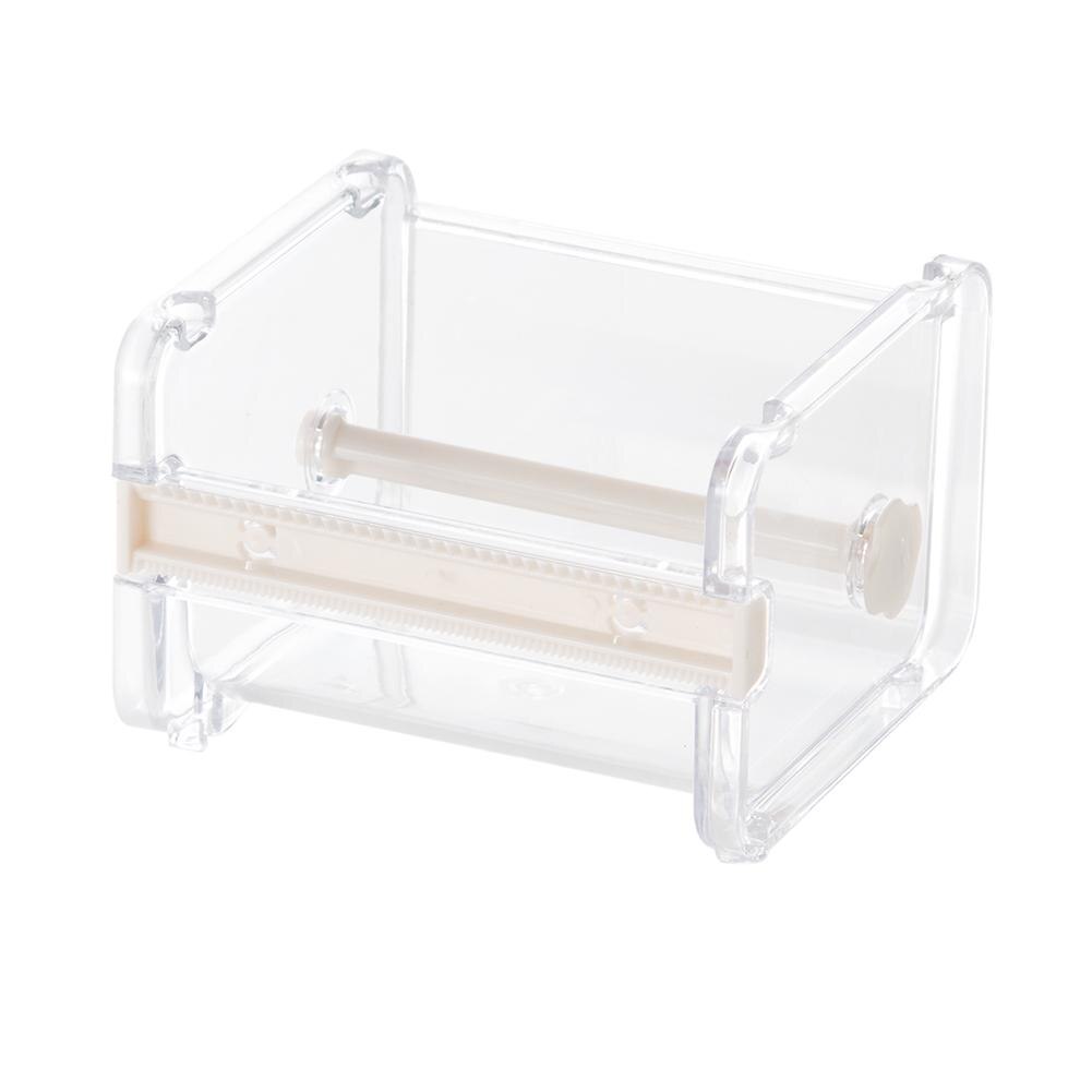 Portable Transparent Adhesive Tape Dispenser Cutter Desk Washi Tape Holder Storage Box Organizer Office School Stationery Supply: White