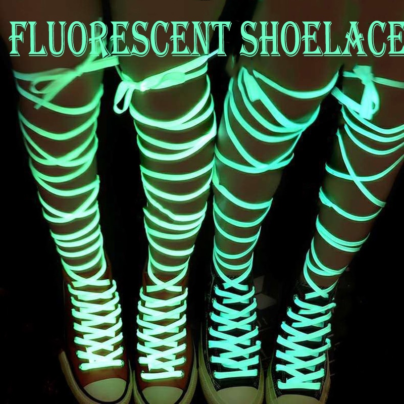 Elf in de nacht lichtgevende veters brede veter platte canvas sneakers fluorescentie schoenveters 120 cm wit groen roze blauw geel