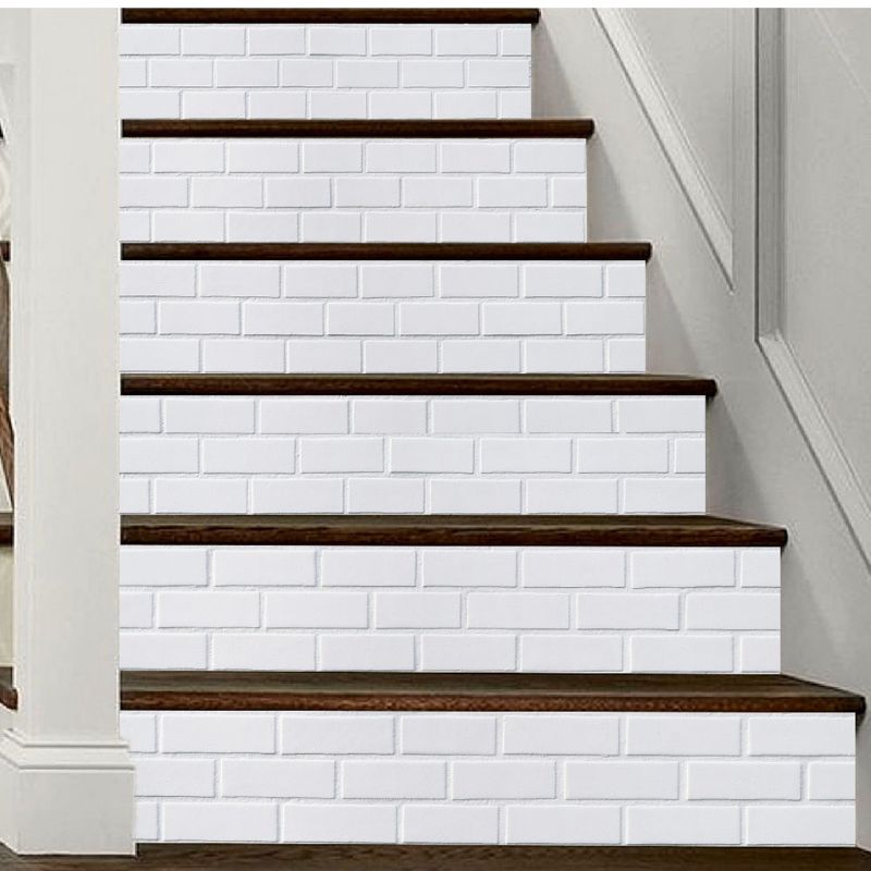 6 stk/sett 3d keramiske fliser trapp stigerør gulvklistremerke selvklebende diy trapp vanntett pvc veggdekal hjemmeinnredning