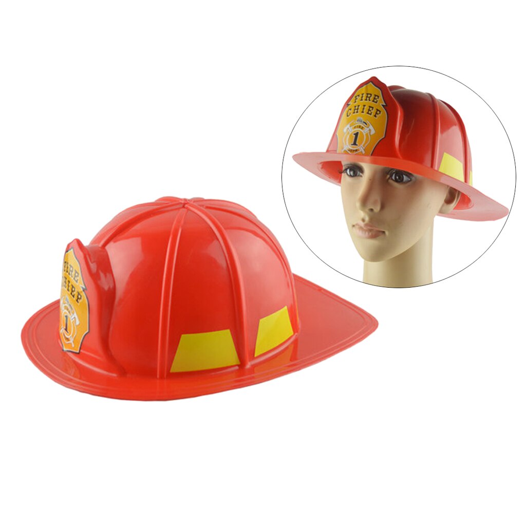 Halloween Cosplay Fireman Helmet Cap Toy Red Kids Role Play Teaching Aids