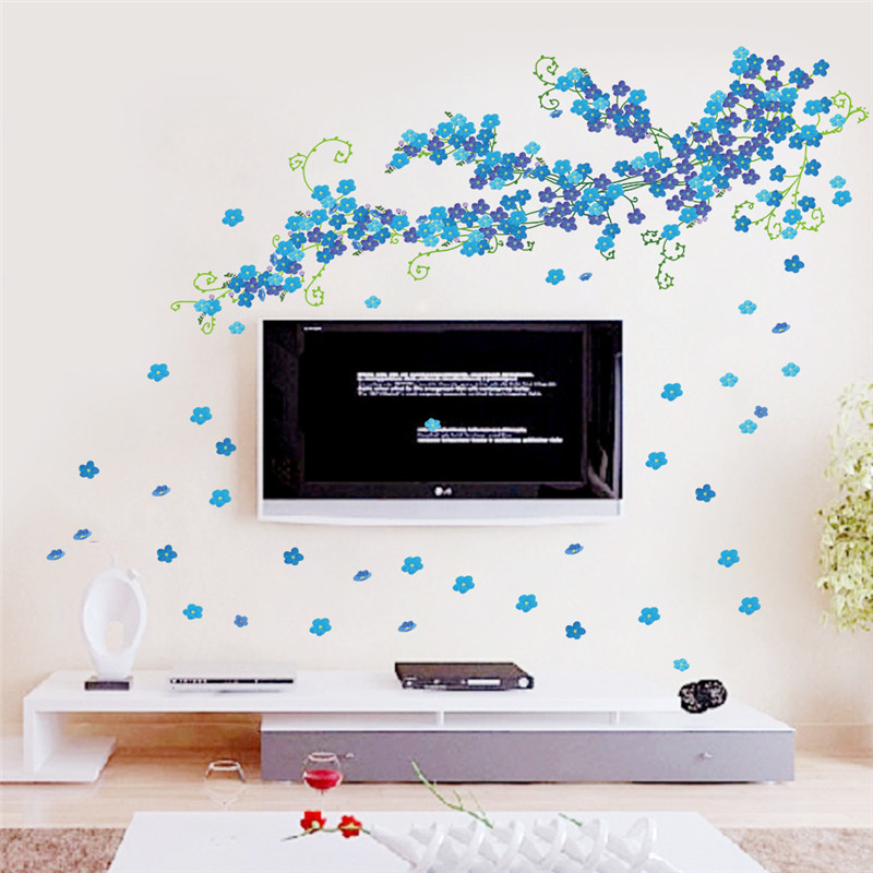 Flying Flower Floral 3d Wall Sticker Living room Bedroom TV Sofa Background Decals Home Decoration Wallpaper Mural Poster