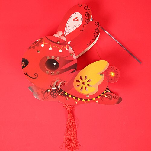 DIY Handmade Lantern Lantern Festival Spring Festival Retro Traditional Paper Lantern Children Year Lion Lantern: B