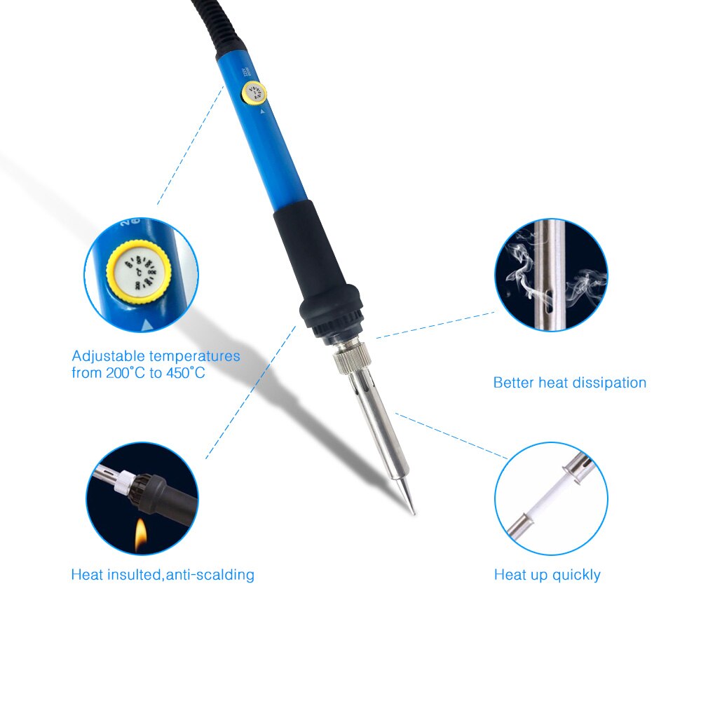 Electric Soldering Iron 60W 8Pcs Soldering Kit 5 Tips 220V 110V Adjustable Temperature Heat Pencil Soldering Tools by PROSTORMER