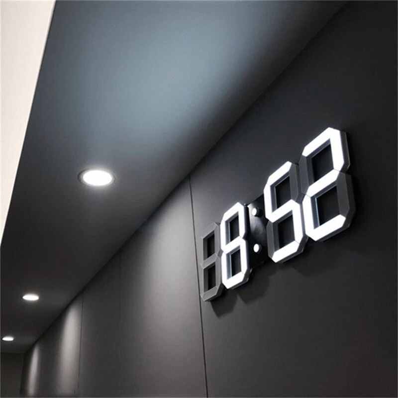 3D LED Wall Clock Modern Digital Table Clock Alarm Nightlight with Date Temperature Shown Home Living Room Desktop Decorations
