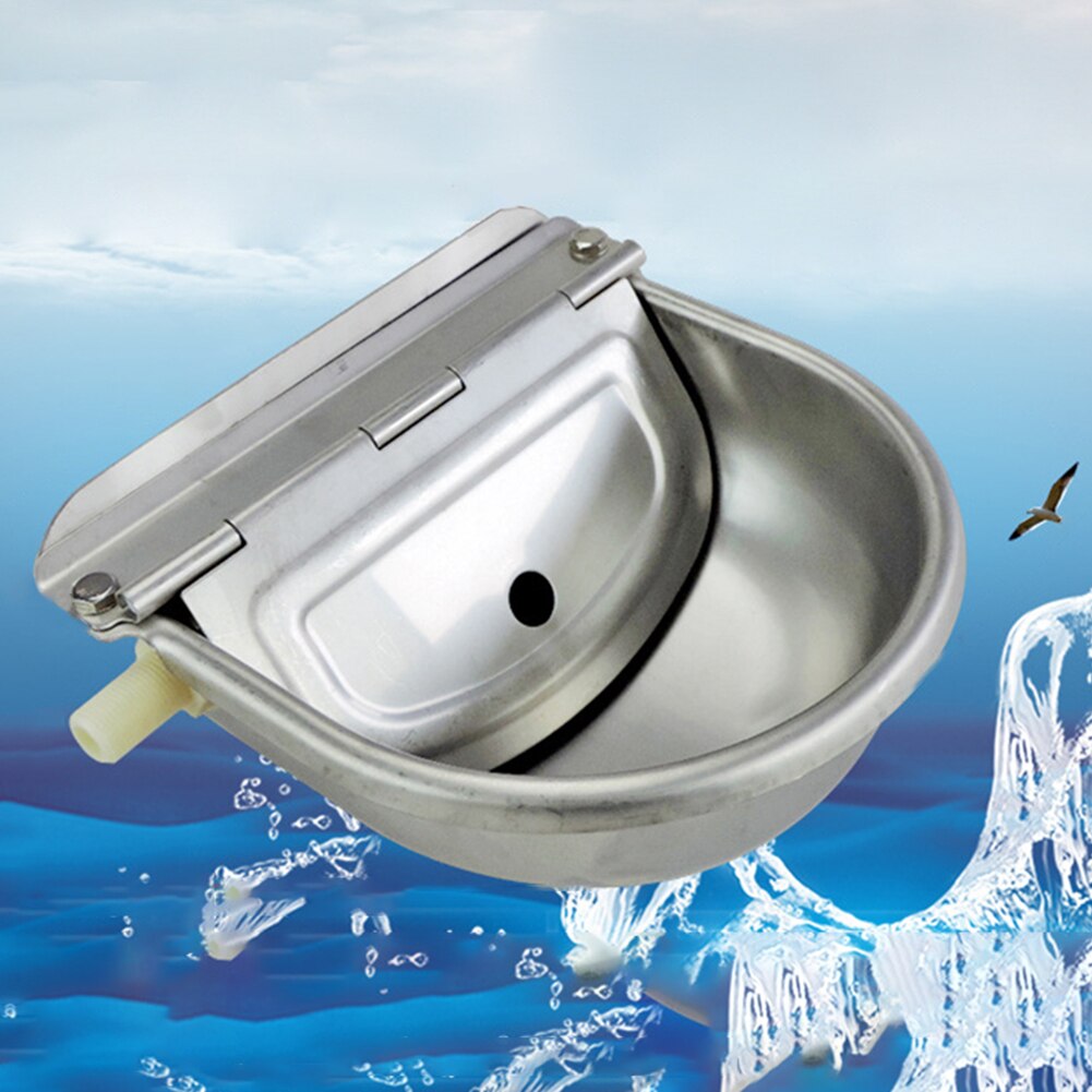 Stainless Steel Farm Float Cow Cattle Horse Auto Drink Bowl Without Drain Hole automatically fill up after the cow drink water.