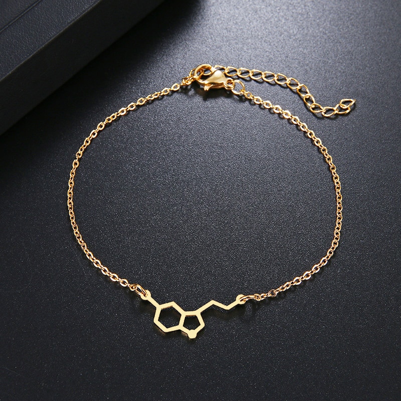 DOTIFI Stainless Steel Bracelet For Women Gold And Silver Color Erotonin Molecule Chemistry Geometric Lover's Engagement Jewelry