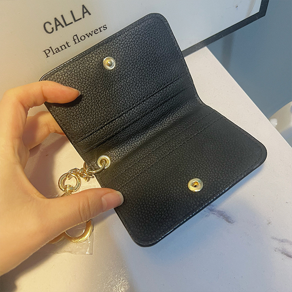 Christmas Ladies Leather Card Holder BLACK Coin Purse Card Holder Heart-Shaped Keychain Keychain ID Card holder