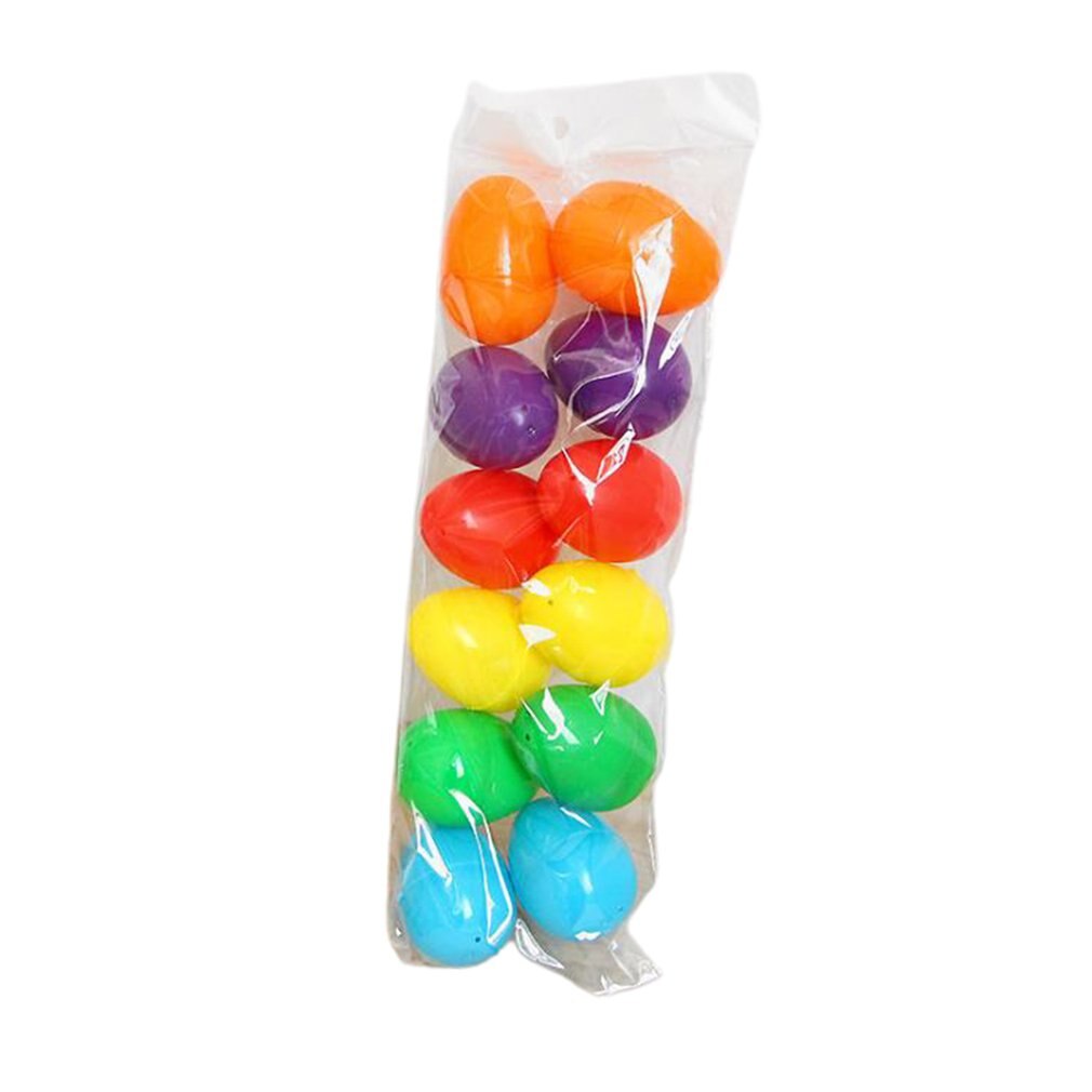 12 Stuks 4*6Cm Paaseieren Open Plastic Eierschaal Party Decoratie Diy Creatieve Pasen Willekeurige Kleur