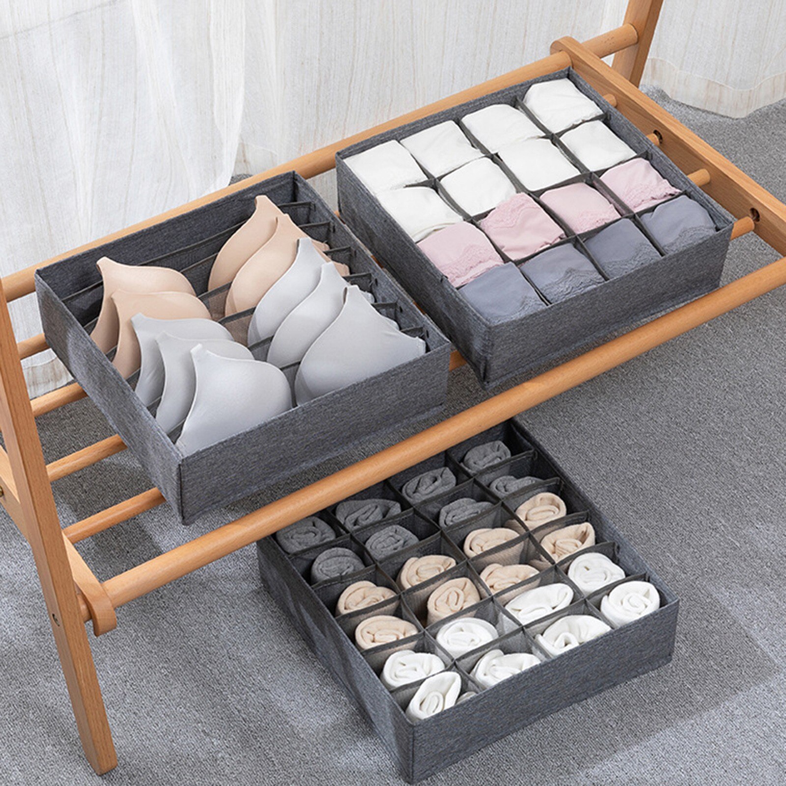Non-woven Fabric 3 Sets Collapsible Closet Cabinet Organizer Underwear Storage Box Underware Finishing Organizer органайзер