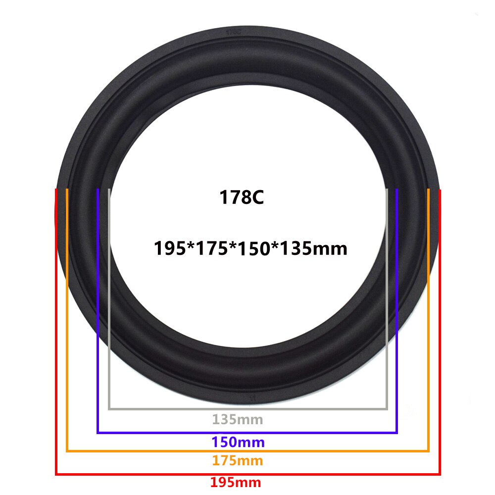 8 inch Speaker Rubber Surround Edge Woofer Repairing Folding Edge Subwoofer Ring DIY Repair Accessories Speaker Suspension: 2Pieces / 178C