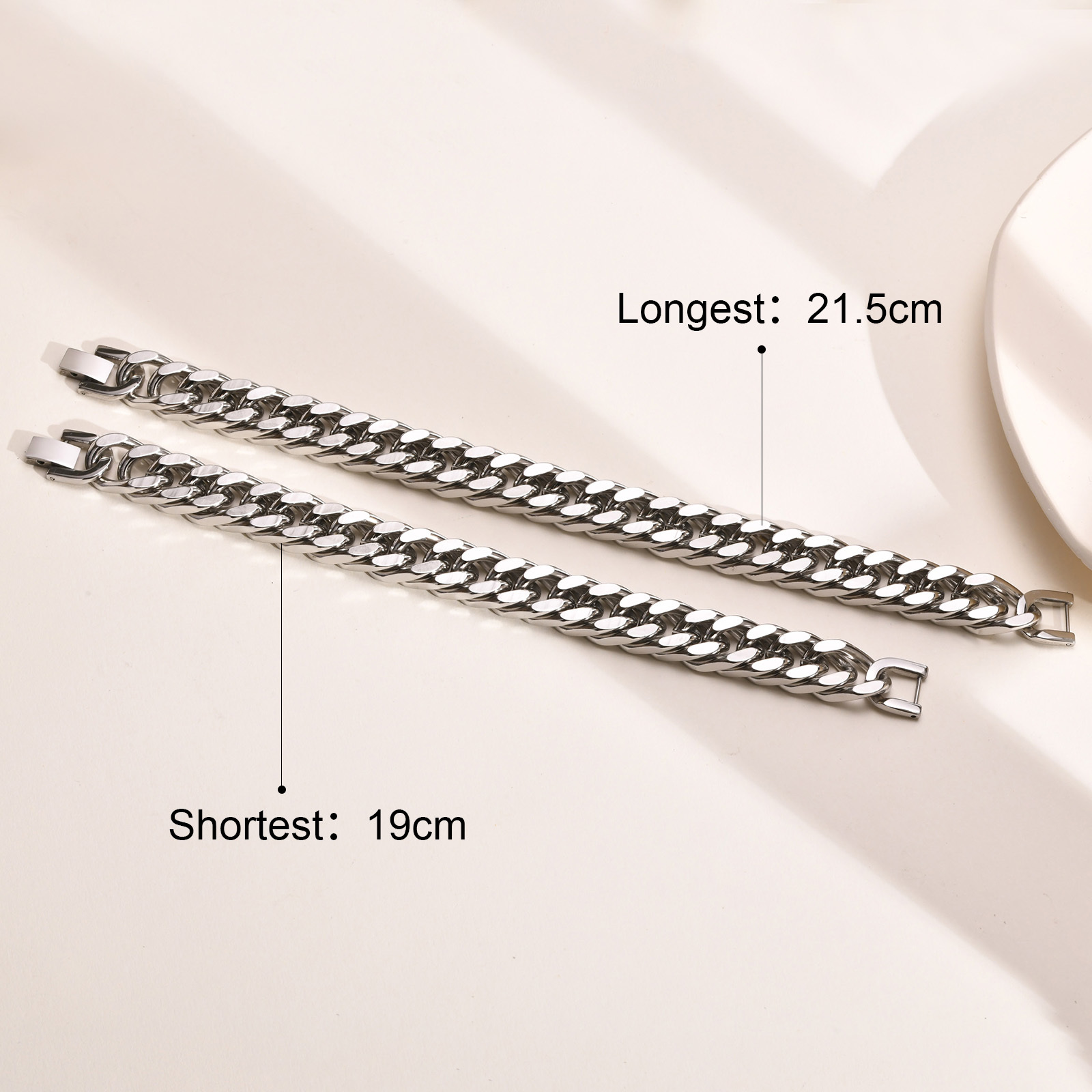 Vnox 12/15MM de largeur en acier inoxydable chaîne cubaine Bracelets pour hommes, couleur argent Hip Hop mâle garçon bracelet bijoux