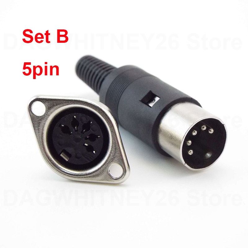 Adaptateur Audio DIN 3/4/5/6/7/8 broches, prise mâle femelle avec poignée en plastique, prise femelle, connecteur de châssis monté sur panneau U26: Argent / 5-9 Pcs