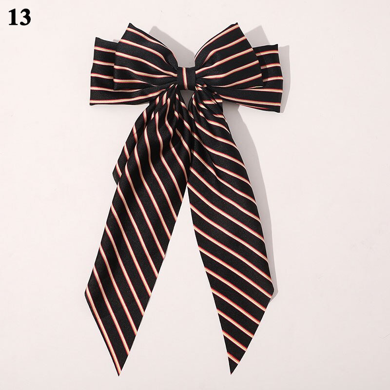 Gestreepte Bloemenprint Strik Haar Clips Lint Haarspeld Twee-Lagen Oversized Bows Haar Clip Haarspeldjes Meisjes Haar Accessoires: 13