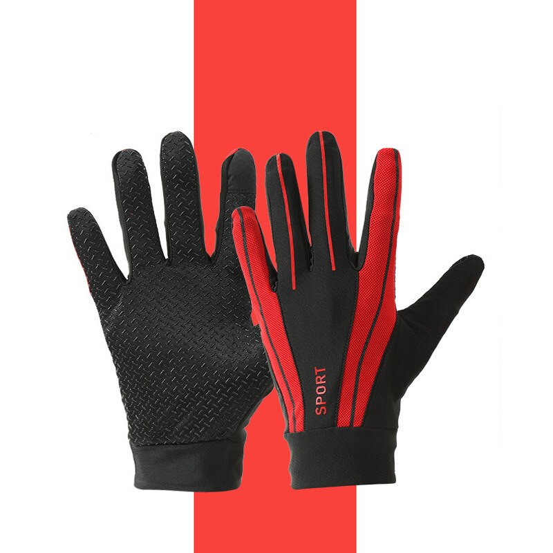 Handschoenen Wanten Fiets Training Fietsen Gel Touch Screen Mtb Mountainbike Beschermende Sport Mannen Vrouw Outdoor Lange Dunne Handschoenen: red / M