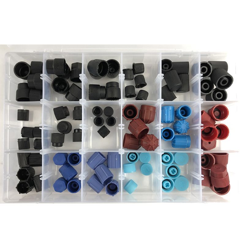 90pcs High Low Side Valve Core Service Port Dust Cap Replacement Car Air Conditioning Repair Parts Set